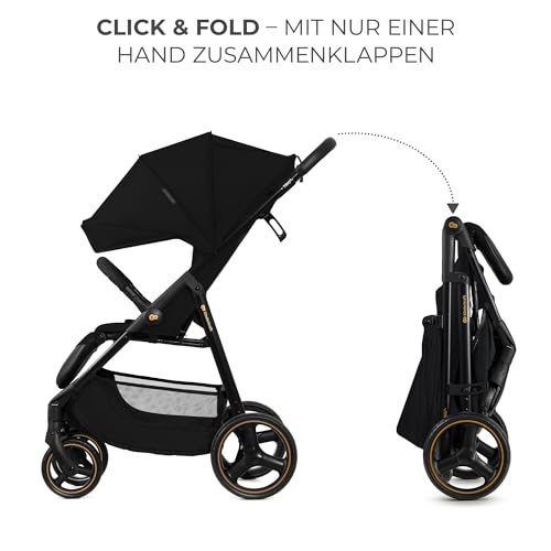Kinderkraft TRIG 3 Kinderwagen, Kinderbuggy, Liegewagen, Sportwagen, Buggy, Zusammenklappen, Breite und tiefe Sitz, mit Liegeposition, 4 Rad Dämpfung, Große Dach, 5-Punkt-Gurt, bis zu 25 kg, Schwarz – Bild 4