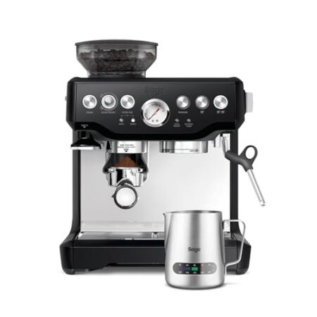 Sage - The Barista Express - Kaffeemaschine mit manuellem Milchaufschäumer & Mahlwerk - Automatisches Mahlen, individueller Milchschaum - Milchkännchen mit Temperaturkontrolle - Schwarzer Trüffel