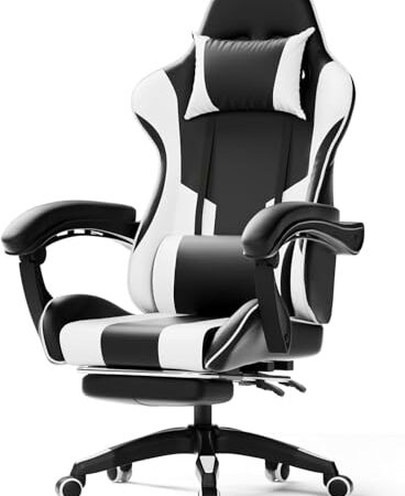Kerting Gaming Chair, Computer Office Chair with Footrest, Gaming Chair (White) - Produktbild