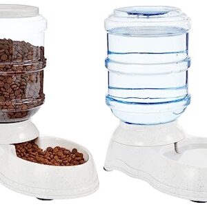Amazon Basics 2 Stück, Hundefutter- und Wasserspender, Futter- und Wasserspender für Haustiere, Größe S, Klar, Grau