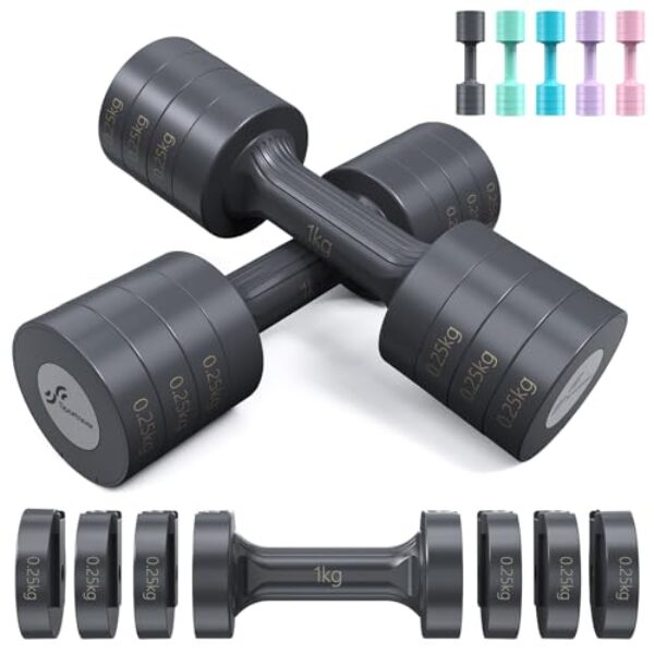 Sportneer Verstellbare Hanteln Set – Hanteln Frauen Set je 1–2,5 kg, 4-in-1 Kurzhanteln 2er Set, Adjustable Dumbbell Set für Home Gym, Fitness, Krafttraining, Geschenk