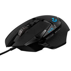 Logitech G502 HERO High-Performance Gaming-Maus mit HERO 25K DPI optischem Sensor, RGB-Beleuchtung, Gewichtstuning, 11 programmierbare Tasten, anpassbare Spielprofile, PC/Mac – Schwarz