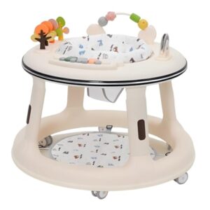 Lauflernhilfe, Baby Walker Höhenverstellbar mit 360° Drehbares Sitzkissen,Überrollsicherer Lauflernwagen mit Leisen 360°-Laufrädern, Musikablage und Spielcenter,Gehfrei Baby von 9 bis 18 Monaten