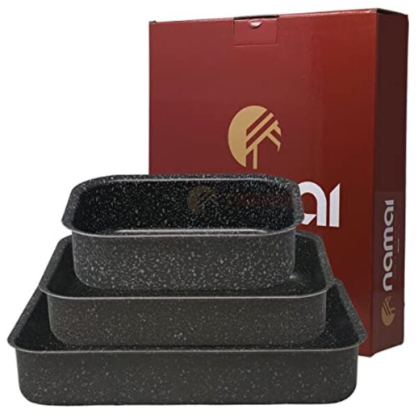 NAMAI – Set aus 3 Auflaufform – Lasagne Auflaufform – Geeignet Für Die Spülmaschine – Made In Italy -Aluminium