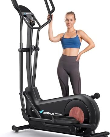 MERACH Crosstrainer für Zuhause mit 47 cm Schrittlänge, Ultraleise Ellipsentrainer mit Magnetwiderstand, 16 Widerstandsstufen, für Effektives Ausdauertraining, Mit Eigener App, ...
