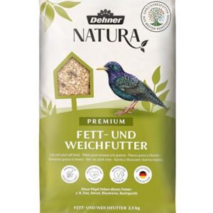 Dehner Natura Premium Wildvogelfutter, Fettfutter / Weichfutter, Ganzjahresfutter artgerecht / kraftspendend , hochwertiges Vogelfutter für Wildvögel, 2.5 kg