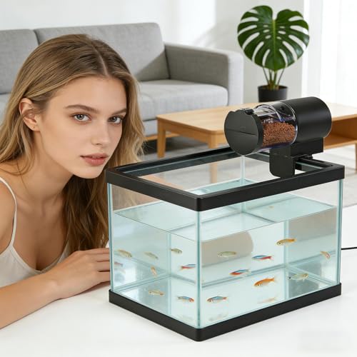 Automatic Fish Feeder for Aquarium - Timer 100ml Smart | Large Capacity Fish Automatic Feeder for Small Tank, Turtle, Shrimp, Home, Apartment, Office, Travel, Vacation, Weekend Feeding Convenience – Bild 4