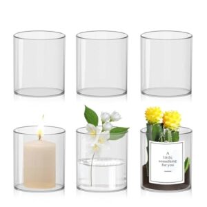 6 Stück Glasvase 10 × 8.5cm, Vase Glas für Tischdeko, Multifunktionale Vasen Klein Tischdeko, Glasvasen für Tischdeko, Frische Blumen, Kerzen und Aromatherapie