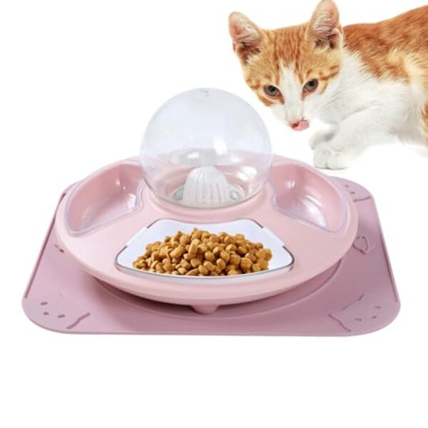 Cat Bowls, Pet Food and Water Bowl, Multifunctional Feeding Dish for Kittens, Anti Slip Pet Watering Container, Automatic Refilling, Lightweight, Sturdy Design, 13.78×3.54 Inches