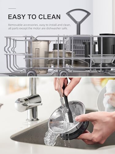 QCen Entsafter, Zentrifugal-Entsafter mit 3-Zoll-Einfüllschacht, leicht zu reinigen, Edelstahl, BPA-frei, ideal für Obst und Gemüse (transparent, 500W) – Bild 5