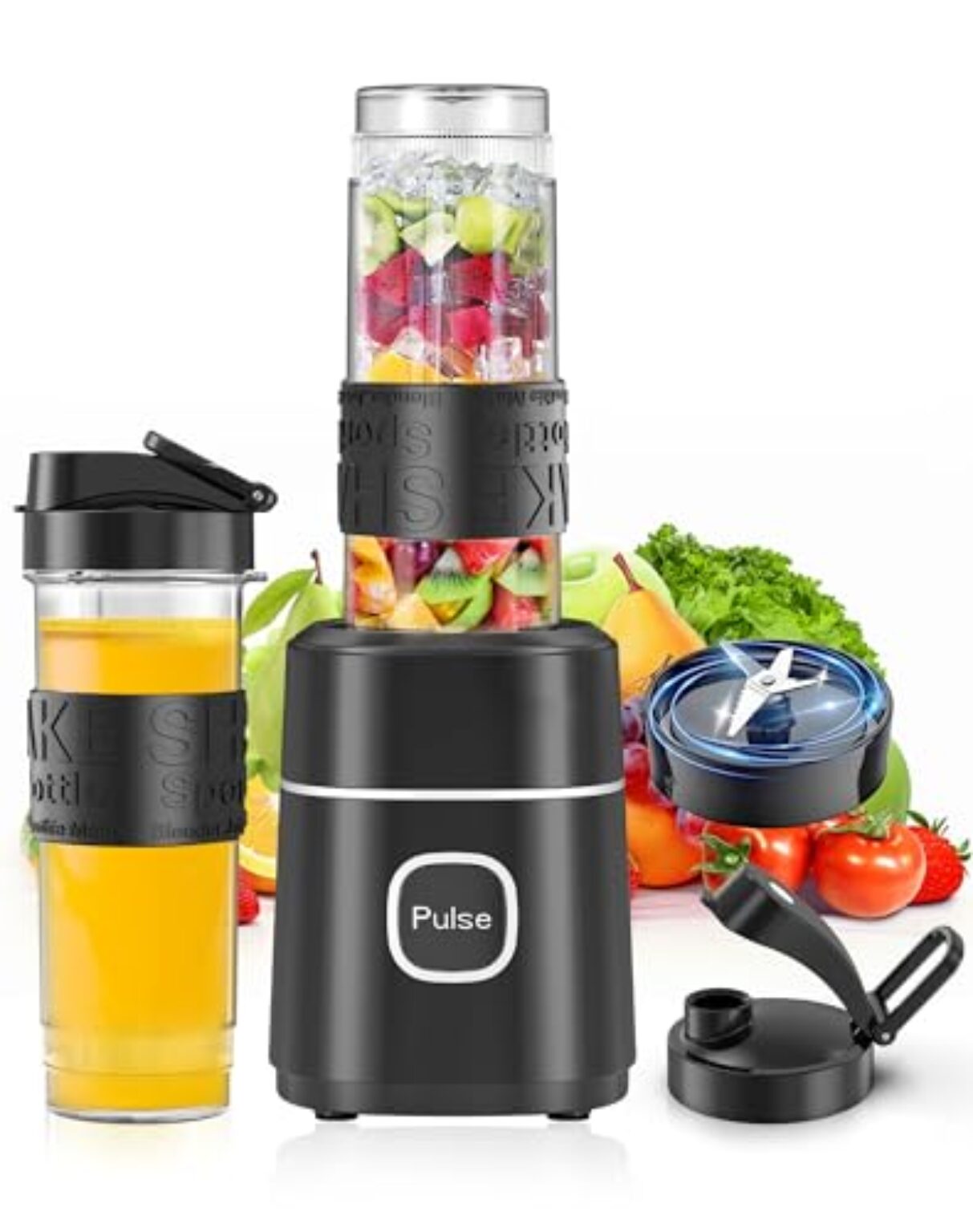 Mixer, Smoothie Maker, 500W Mini Standmixer mit 2x570ml Tritan BPA Freier Flasche, Tragbarer Edelstahl Blender, Geräuscharm, Leicht zu Reinigen 4-Klingen-System,für Jede Art von...