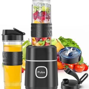 Mixer, Smoothie Maker, 500W Mini Standmixer mit 2x570ml Tritan BPA Freier Flasche, Tragbarer Edelstahl Blender, Geräuscharm, Leicht zu Reinigen 4-Klingen-System,für Jede Art von Shake und Smoothie