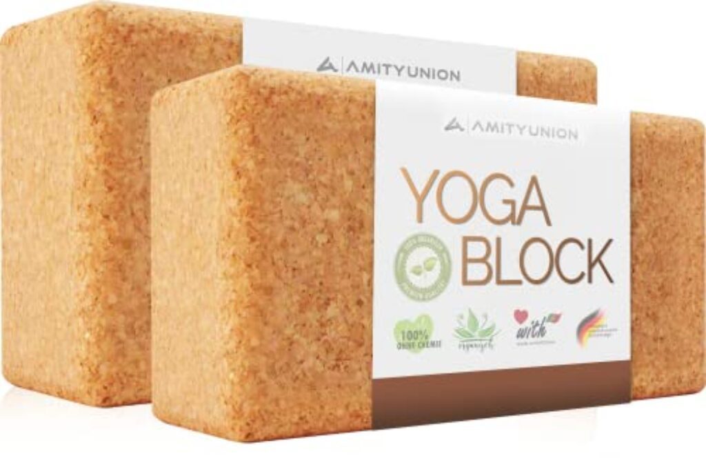 Yoga Block 2er SET Kork 100% Natur – Hatha Klotz auch für Anfänger Meditiation & Pilates, Fitness Zubehör Hilfmittel für Regeneration, Rücken, Dehnübungen & Blockaden Training, Zwei Blocks Stück