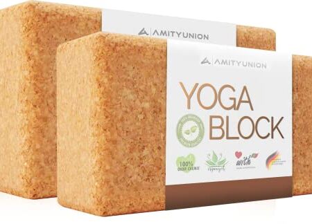 Yoga Block 2er SET Kork 100% Natur - Hatha Klotz auch für Anfänger Meditiation & Pilates, Fitness Zubehör Hilfmittel für Regeneration, Rücken, Dehnübungen & Blockaden Training, Zwei Blocks Stück