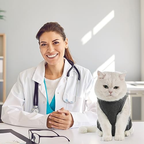 Avont Katzenbody nach OP Erholungsanzug Kleidung Modal Recovery Kastration Spay Entwöhnung Leckschutz Suit für Katze, Bauchwunden oder Hautkrankheiten-M-Dunkelgrau – Bild 4