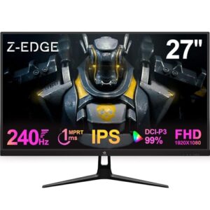 Z-Edge 27 Zoll Gaming Monitor 240Hz 1ms MPRT IPS Panel Full HD 1080P, 400cd/m² Helligkeit, FreeSync, HDMI & DisplayPort, VESA Kompatibel, Schwarz