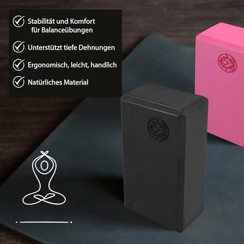 Yoga Block VonBueren anthrazit | 22 x 12 x 7,5 cm je Yogablock | Yogablöcke für Damen und Herren aus EVA | Klötze für Pilates – Bild 6