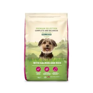 by Amazon Hundefutter für ausgewachsene Hunde (Adult) kleiner Rassen, Fein zubereitetes Trockenfutter mit Lachs und Reis, 3 kg (1er-Pack)(Zuvor eine Marke von Lifelong, gleiches Produkt)