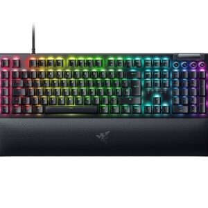 Razer BlackWidow V4 (Green Switch) – Mechanische Gaming-Tastatur – Razer Snap Tap (Mechanische Clicky Switches, 6 Makro-Tasten, Doubleshot-ABS-Tastenkappen, RGB Chroma) QWERTZ DE-Layout | Schwarz