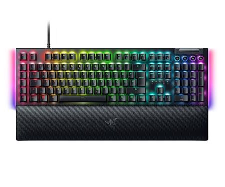Razer BlackWidow V4 (Green Switch) – Mechanische Gaming-Tastatur – Razer Snap Tap (Mechanische Clicky Switches, 6 Makro-Tasten, Doubleshot-ABS-Tastenkappen, RGB Chroma) QWERTZ DE-Layout | Schwarz