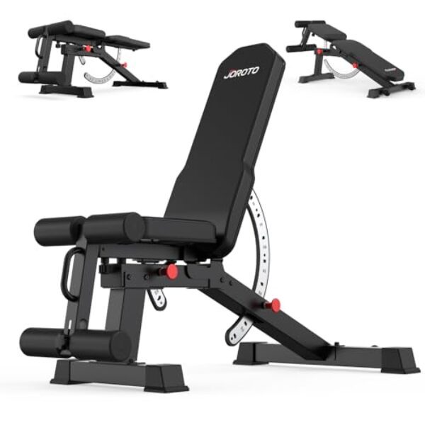JOROTO MD65 Hantelbank Verstellbar, Multifunktions Hantelbänke für Zuhause, Trainingsbank mit Max Belastung 800KG, 9-Fach Verstellbarer Rückenlehne und 3-Fach Verstellbarer Sitzfläche Fitnessbank