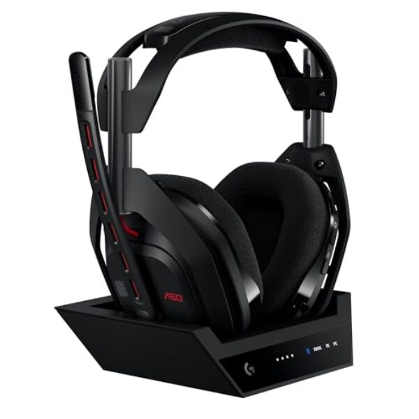 Logitech G Astro A50 LIGHTSPEED, Kabelloses Gaming-Headset + Basisstation (5. Generation), PRO-G GRAPHENE, 3-System-Umschaltung, USB-C, Xbox, PS5, PC/Mac, Nintendo Switch/Switch 2, Bluetooth – Schwarz