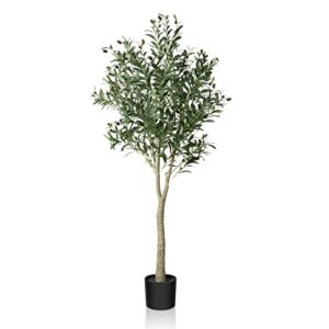 CROSOFMI Künstliche Olivenbaum Pflanzen 150cm Fake Tropische Plastik Pflanze Perfekte Große Pflanzen im Topf für Indoor Outdoor Haus Büro Garten Moderne Dekoration Housewarming Geschenk