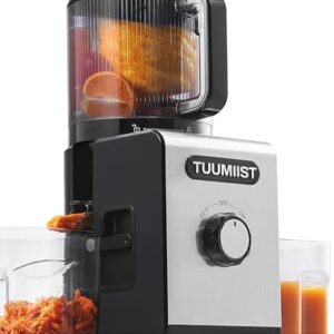 150mm XXL-Entsafter, TUUMIIST Großkalibriger Entsafter Testsieger für Obst & Gemüse, 3L Füllvolumen Für Familie – 99% Saftausbeute, BPA-frei, REV Anti-Blockier-System + Ein-Klick-Reinigung, Schwarz
