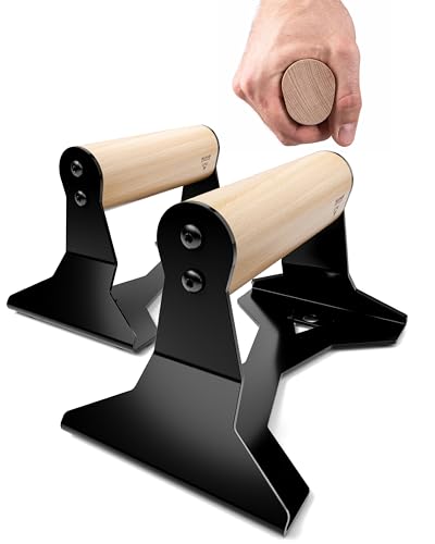 PULLUP & DIP Liegestützgriffe mit ergonomischem Holz Griff und hochbelastbarem Stahl – Rutschfeste Push-Up bars Handstandbarren für Krafttraining und Calisthenics