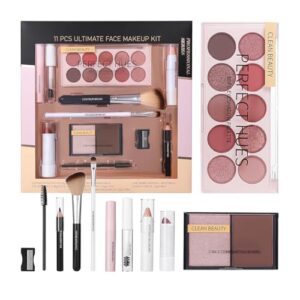 Jukeoiu Make-up Set für Anfänger | Make-up-Set für Damen Gesicht | 11-teiliges Mascara Concealer Lidschatten-Palette Lippenstift für Mädchen Teenager Weihnachten Geburtstag Hochzeit Party