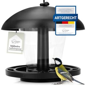 WILDLIFE HOME Vogelfutterspender zum Aufhängen Schwarz I Vogel-Futterstation für Wildvögel, Futterspender Vögel, Vogelhaus, Vogelfutterhaus für Vogelfutter