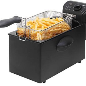 Bestron Öl-Fritteuse mit Kaltzonentechnologie, Fritteuse mit 3.5 Liter Volumen, stufenloser Temperaturregler bis 190°C, teilweise spülmaschinengeeignet, 2000 Watt, Farbe: Schwarz