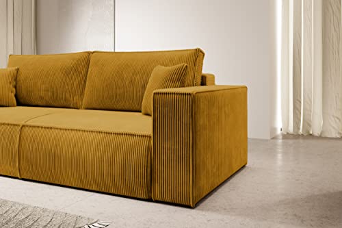 Selsey Sofa Schlafsofa Couch Mit Stauraum Schlaffunktion Pflegeleicht Polyurethanschaum Kordsamt Weich Honig Farese – Bild 6