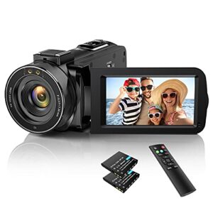 Videokamera Camcorder 1080P 30FPS 36MP Vlogging Kamera Recorder für YouTube, Digital Camcorder mit IR Nachtsicht 3.0 “ IPS-Bildschirm 16X Digital Zoom, Digitalkamera mit Fernbedienung, 2 Batterien