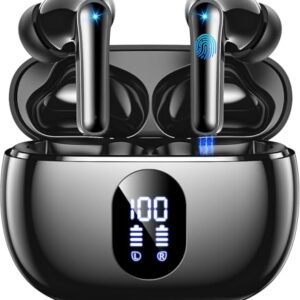 Bluetooth Kopfhörer Kabellos Bluetooth 5.4 In Ear Kopfhörer mit 4 ENC Noise Cancelling Mikrofon, LED Anzeige & 48 Std Spielzeit, HiFi Tiefer Bass Wireless Earbuds IPX7 Wasserdicht für Arbeit & Studium