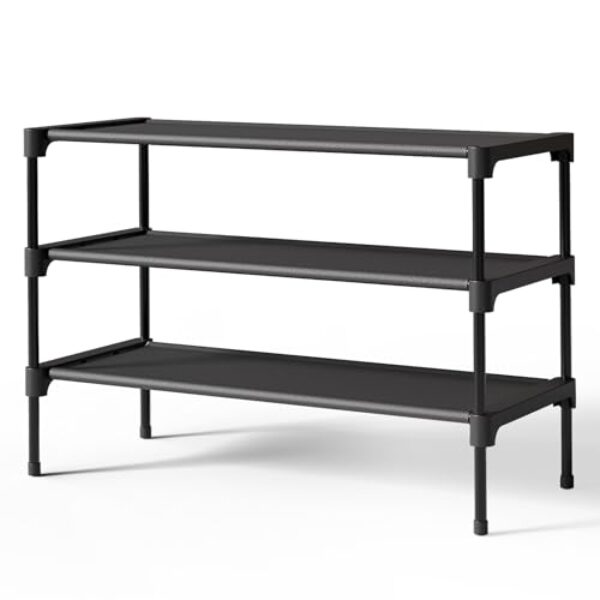 Kitsure Schuhregal für den Eingangsbereich – Stabiler & langlebiger Schuhschrank für den Schrank, platzsparendes schuhablage, 63 x 30 x 36 cm, Black