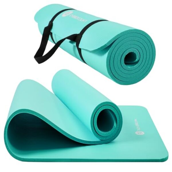 TASHIDROLMA Yoga Matte Dicker, NBR Yogamatte Rutschfest Mit Tragegurt, Für Gymnastikmatte, Fitnessmatte, Sportmatte, Trainingsmatte, Dicke 1cm (183x61cm)