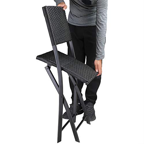 Casaria® Polyrattan Balkonmöbel 3 TLG. Klappbar Platzsparend 2 Personen Wetterfest Balkon Terrasse Bistro Garten Möbel Sitzgruppe Essgruppe Garnitur Set – Bild 6