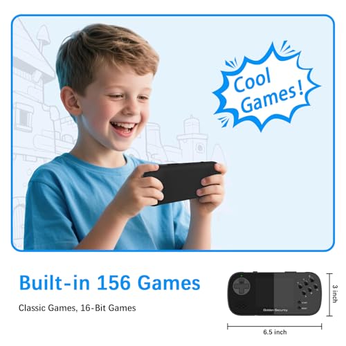 Golden Security Tragbare Handheld-Spielkonsole für Kinder, Retro Konsole mit 156 Retro-Videospielen, mit wiederaufladbarem Akku, 3,5-Zoll-LCD-Bildschirm, Geschenk für Jungen und Mädchen (Schwarz) – Bild 5