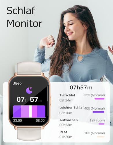 RUIMEN Smartwatch mit Telefonfunktion,Smartwatch für Damen Herren HD-Touch Screen Fitnessuhr mit SpO2-Überwachung Pulsuhr Schlafmonitor Schrittzähler Uhr Multi Trainingsmodi für Android iOS – Bild 6