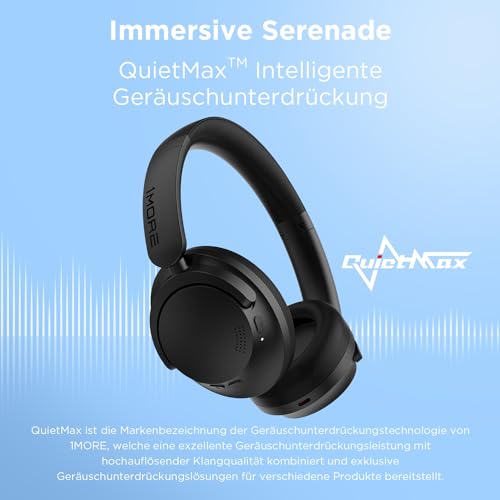 1MORE SonoFlow SE Over Ear Kopfhörer Bluetooth, Aktive Noise Cancelling Kopfhoerer Kabellos, 70 Std. Wiedergabe Schnellladung, ENC Headphones mit Mikrofon, Tiefer Bass, EQ-Voreinstellung – Bild 3