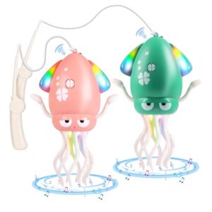 Daioller Tanzender Oktopus-Babyspielzeug, 2 Stück Kleinkind-Bauchzeit-Spielzeug, USB-aufladbar, Hindernisvermeidung, Musik & Licht Oktopus-Spielzeug für Kleinkinder von 6–12, 12–18 und ab 36 Monaten