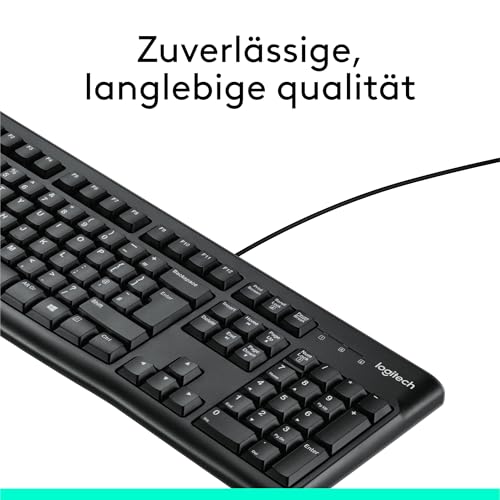 Logitech K120 Kabelgebundene Tastatur für Windows, USB Plug & Play, Volle Größe, Spritzwassergeschützt, Gekrümmte Leertaste, Kompatibel mit PC, Laptop, Deutsches QWERTZ-Layout - Schwarz – Bild 4