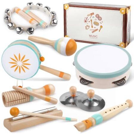 Kleinkind-Musikinstrumente, Montessori-Musikinstrumente für Babys, Percussion-Instrumente für 1-Jährige Jungen und Mädchen, Geburtstagsgeschenk für Kinder von 1-3 Jahren (8 in 1...