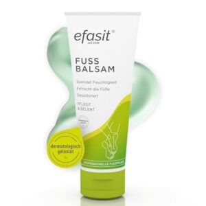 efasit Fußbalsam – reichhaltige Fußpflege bei trockenen Füßen, Fußcreme mit Jojoba- & Rosmarinöl, Beinwell & Kamille,Fußpflegecreme pflegt & belebt, 75 ml