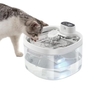 Katzenbrunnen – 2.6L Katzenbrunnen Kabellos Trinkbrunnen für Katze – Super Silent Katzen Trinkbrunnen mit Bewegungsmelder – Wasserbrunnen für Katzen Akku mit Sensor Kabelloser