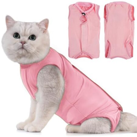 Avont Katzenbody nach OP Erholungsanzug Kleidung Modal Recovery Kastration Spay Entwöhnung Leckschutz Suit für Katze, Bauchwunden oder Hautkrankheiten-S-Rose