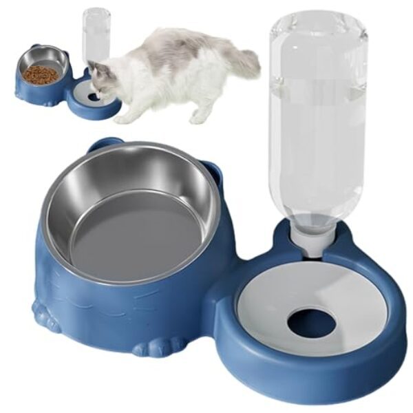 Tilted Cat Bowl – Water Food Dish for Cats Small Dogs, Removable Stainless Steel Bowl, Pet Hydration Feeding Tool | Pet Care, Feeding Station, Home Pets, Healthy Diet, Easy Maintenance