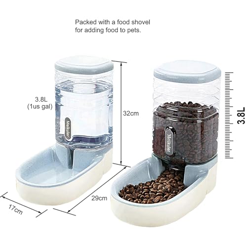 Automatischer Futterspender 3.8L,Wasserspender 3.8L Feeder Futterautomat Trockenfutter Spender Futterstation für Hunde Katze Haustiere (Grau) – Bild 4