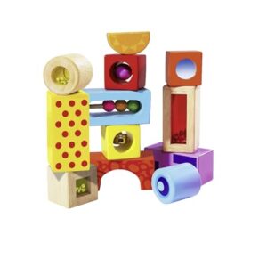 Eichhorn Klangbausteine – Musikalisches Motorikspielzeug, 12 bunte Holzbausteine die Geräusche machen, aus hochwertigem Buchenholz, fördert Hören & Greifen, ab 12 Monaten